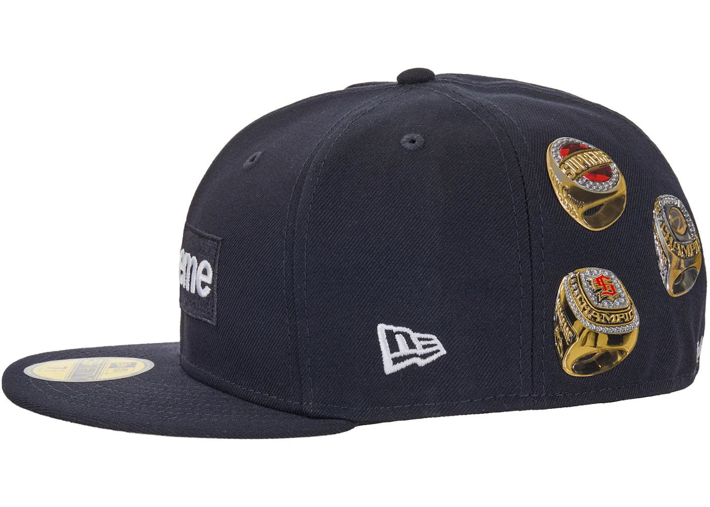 Supreme Rings Box Logo New Era 59Fifty Fitted Hat Navy - vue secondaire B