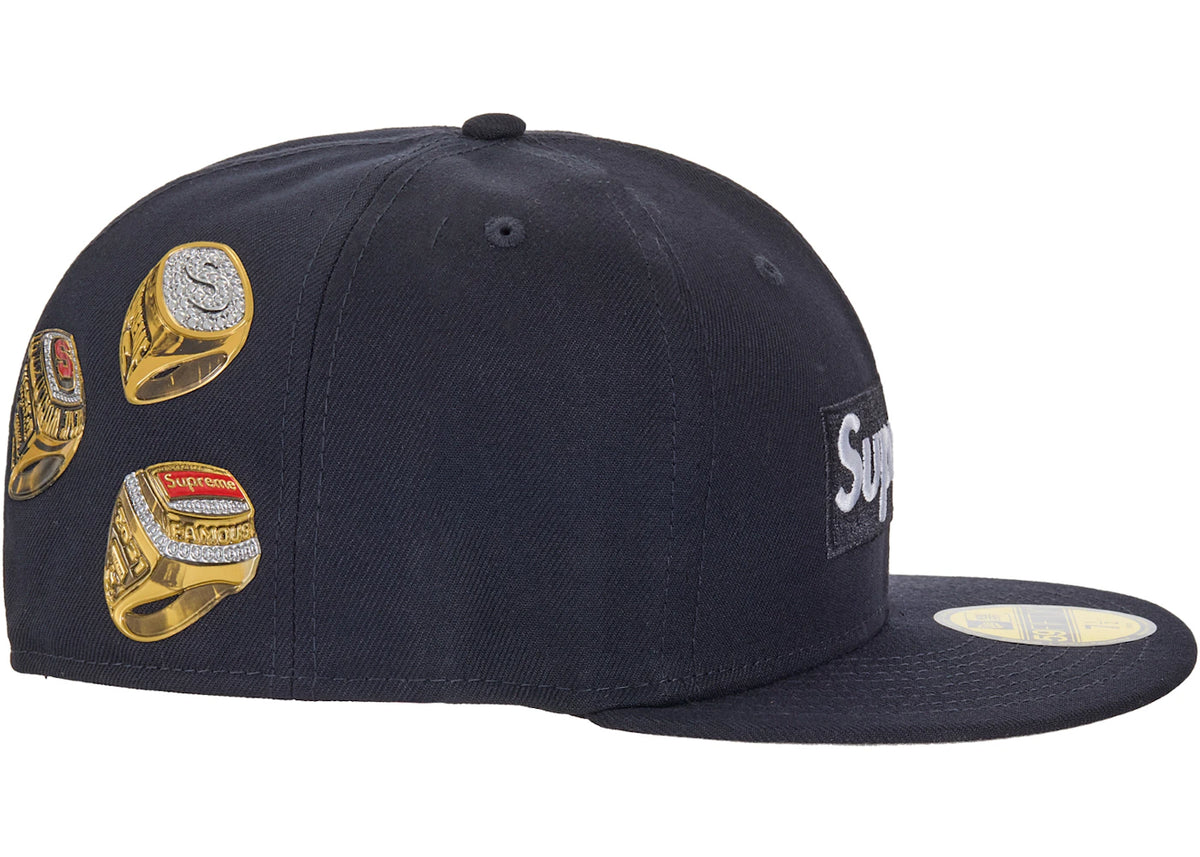 Supreme Rings Box Logo New Era 59Fifty Fitted Hat Navy - vue secondaire B