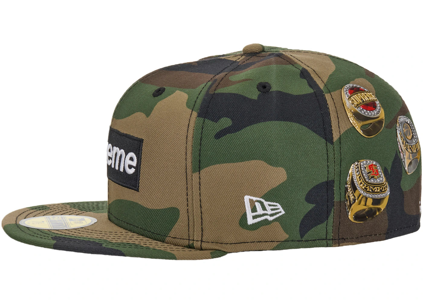 Supreme Rings Box Logo New Era 59Fifty Fitted Hat Woodland Camo - vue secondaire B