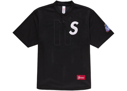 Supreme S Logo Baseball Henley Black - product view 2
