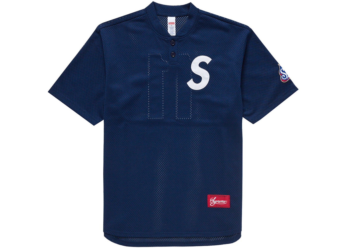 Supreme S Logo Baseball Henley Navy - vue secondaire A