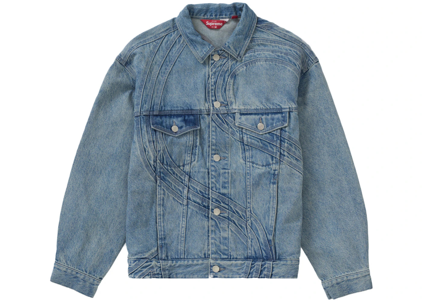 Supreme S Logo Denim Trucker Jacket Washed Blue - vue secondaire A