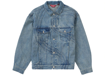 Supreme S Logo Denim Trucker Jacket Washed Blue - apparel view 2