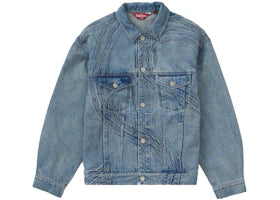 Supreme S Logo Denim Trucker Jacket Washed Blue