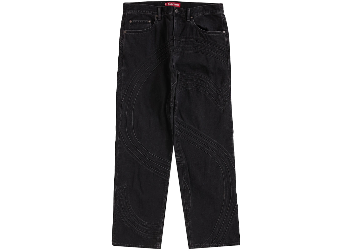 Supreme S Logo Loose Fit Jean Washed Black - vue 360