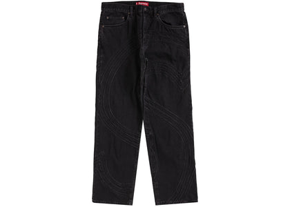 Supreme S Logo Loose Fit Jean Washed Black - authentic Supreme product
