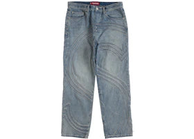 Supreme S Logo Loose Fit Jean Washed Blue