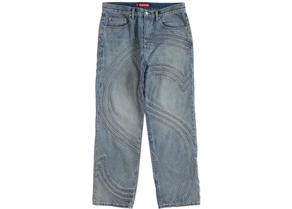 Supreme S Logo Loose Fit Jean Washed Blue - product view 2