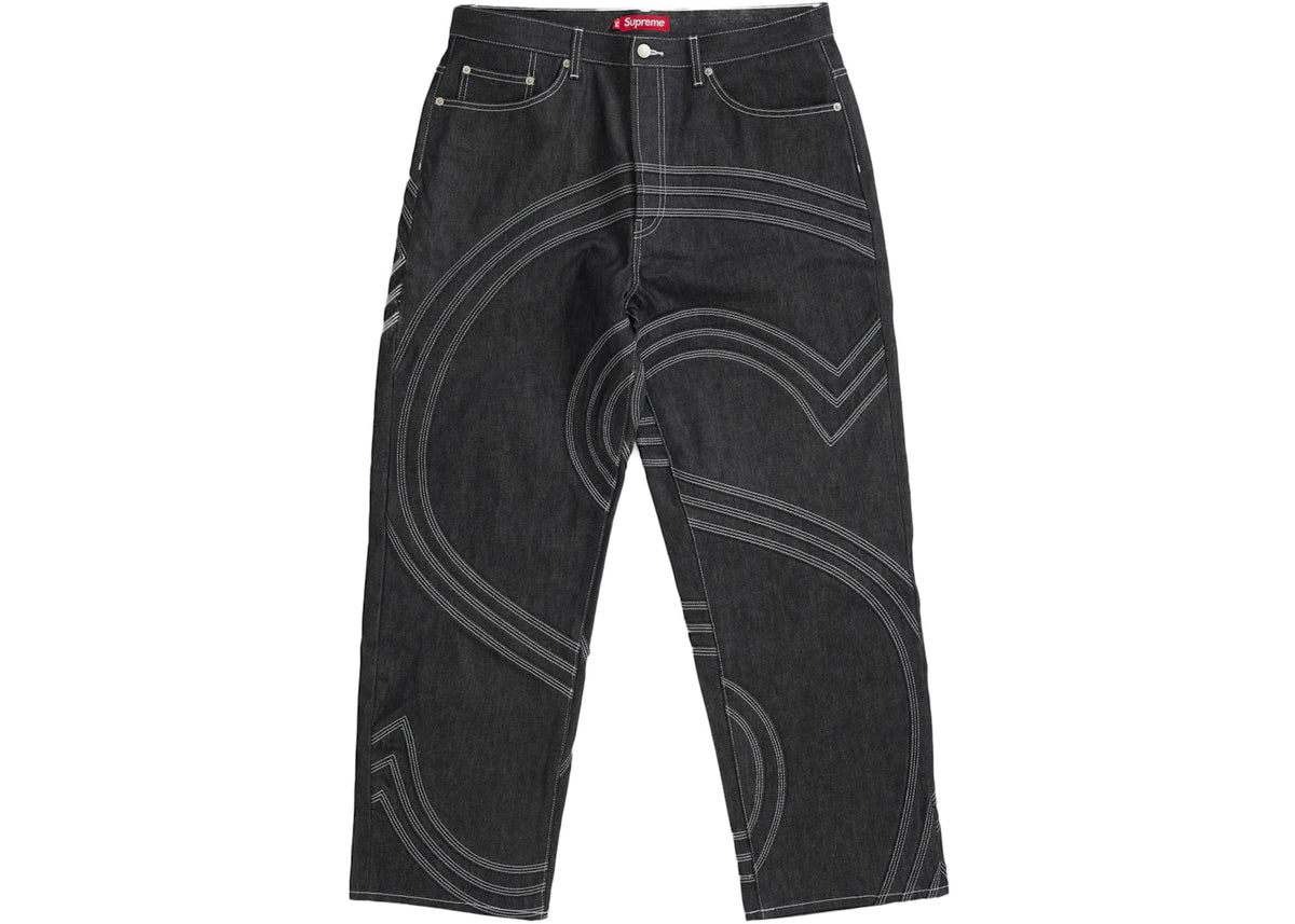 Supreme S Logo Rigid Baggy Jean Black - vue secondaire A