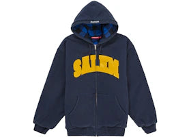 Supreme SALEM Zip Up Hooded Sweatshirt Navy