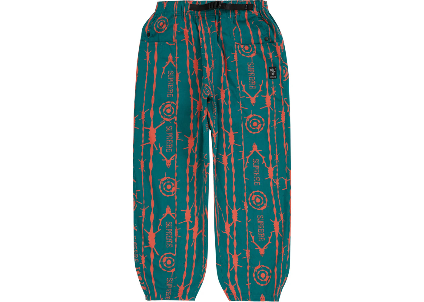 Supreme SOUTH2 WEST8 Belted Pant Teal Pattern - vue secondaire A