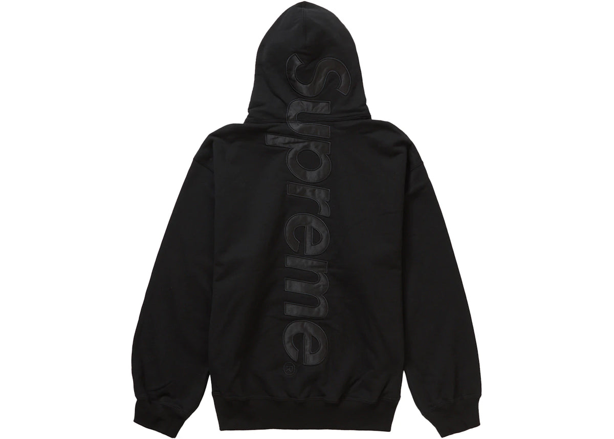 Supreme Satin Appliqué Hooded Sweatshirt (FW23) Black - vue secondaire A