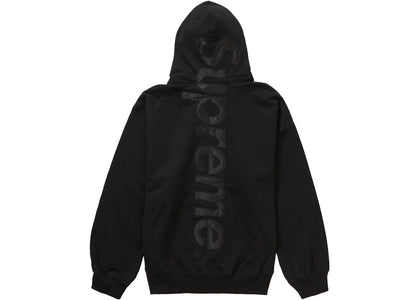 Supreme Satin Appliqué Hooded Sweatshirt (FW23) Black - apparel view 2