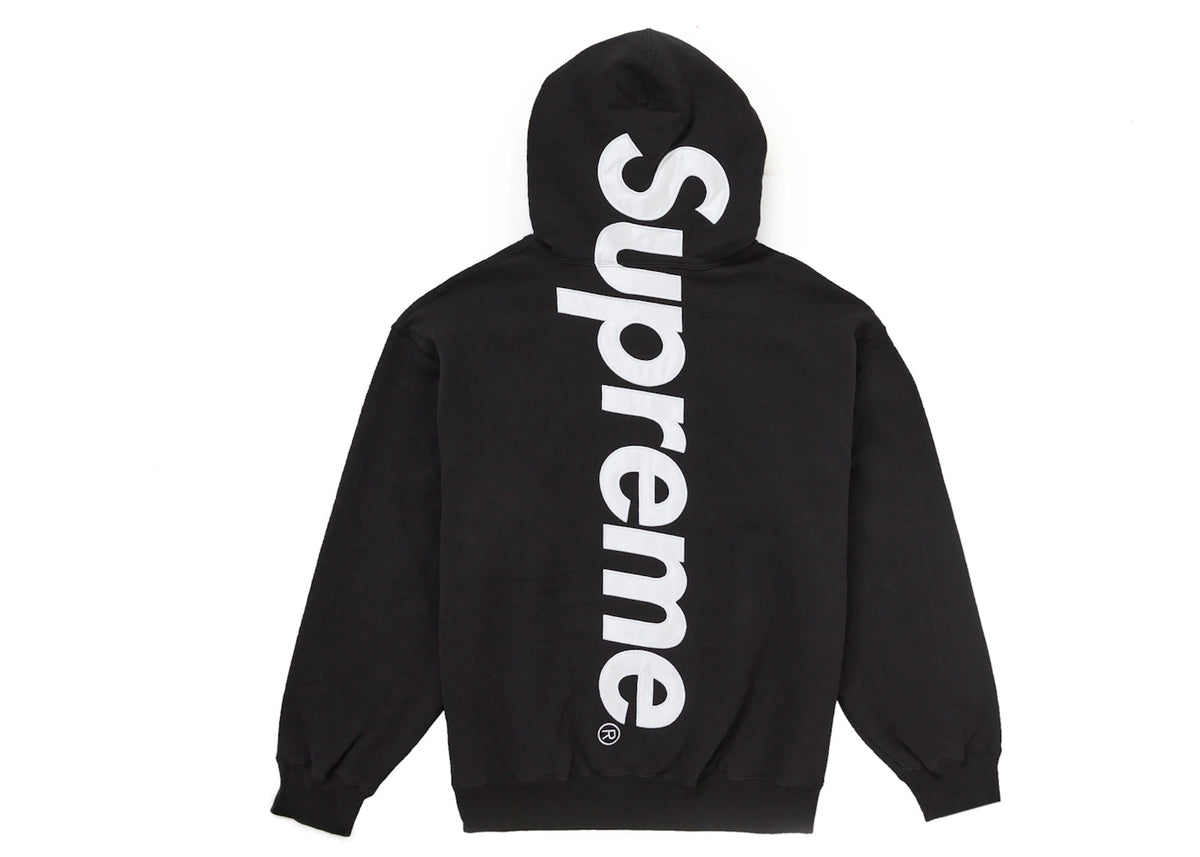 Supreme Satin Applique Hooded Sweatshirt FW24 Black - vue 360