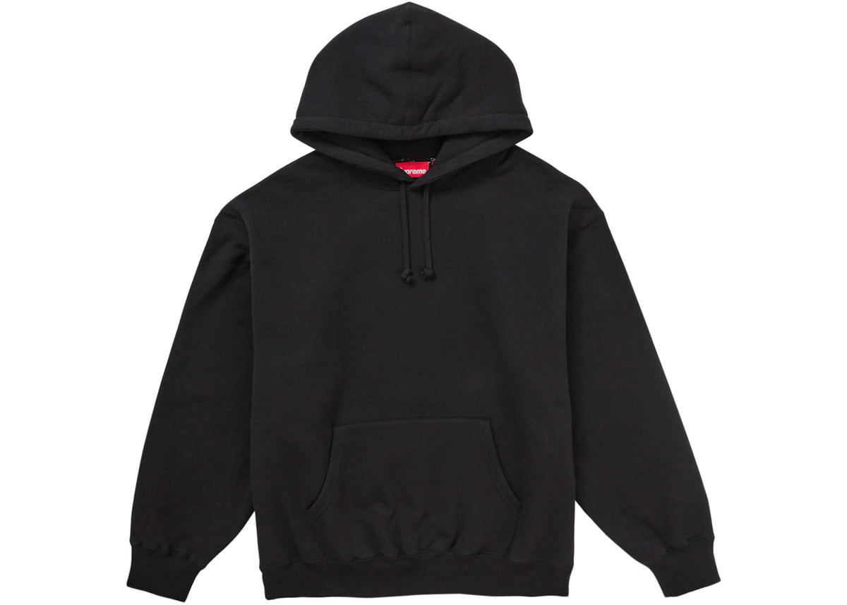 Supreme Satin Applique Hooded Sweatshirt FW24 Black - vue secondaire A