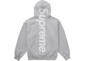 Supreme Satin Applique Hooded Sweatshirt FW24 Heather Grey - vue 360