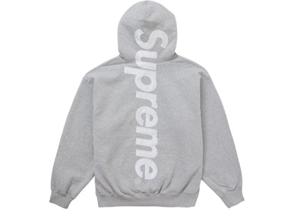 Supreme Satin Applique Hooded Sweatshirt FW24 Heather Grey - apparel view 2