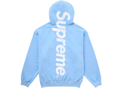 Supreme Satin Applique Hooded Sweatshirt FW24 Light Blue - apparel view 2