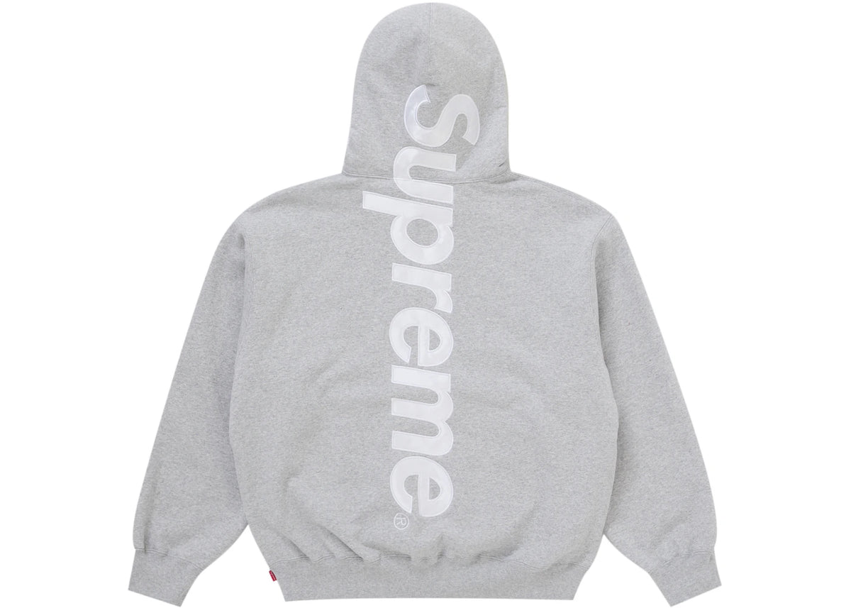 Supreme Satin Appliqué Hooded Sweatshirt (FW25) Heather Grey - vue secondaire A