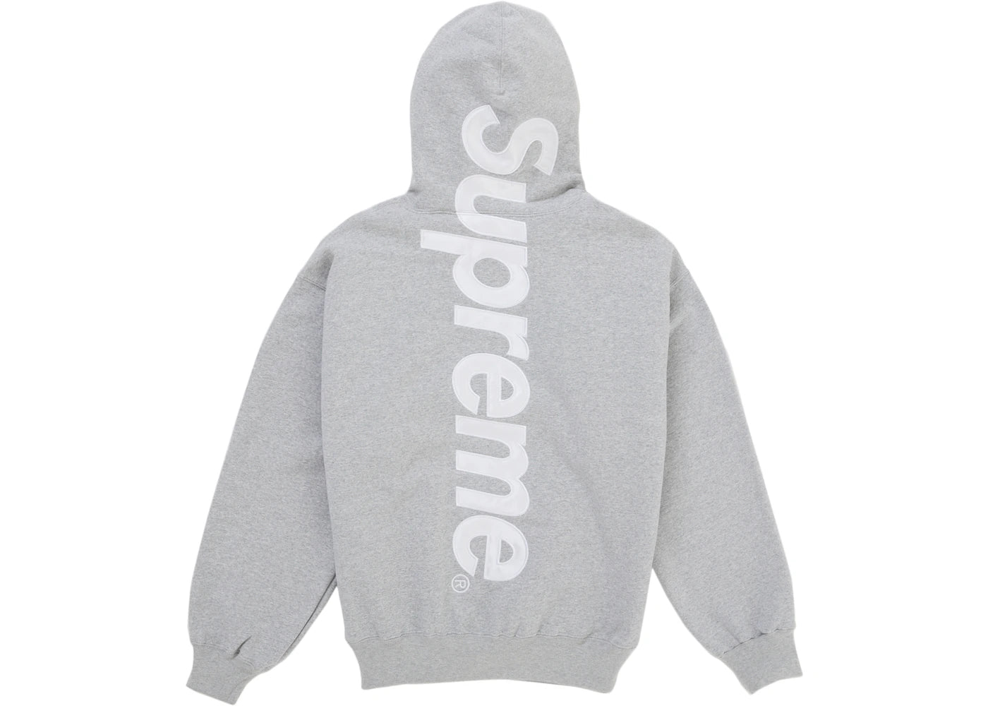 Supreme Satin Applique Hooded Sweatshirt (SS26) Heather Grey - vue secondaire B
