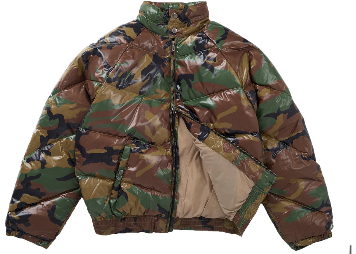 Supreme Schott Glossy Lightweight Down Puffer Jacket Woodland Camo - vue secondaire B