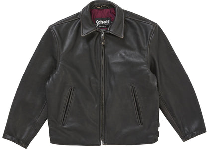 Supreme Schott Leather Racer Jacket (FW25) Black - apparel view 2