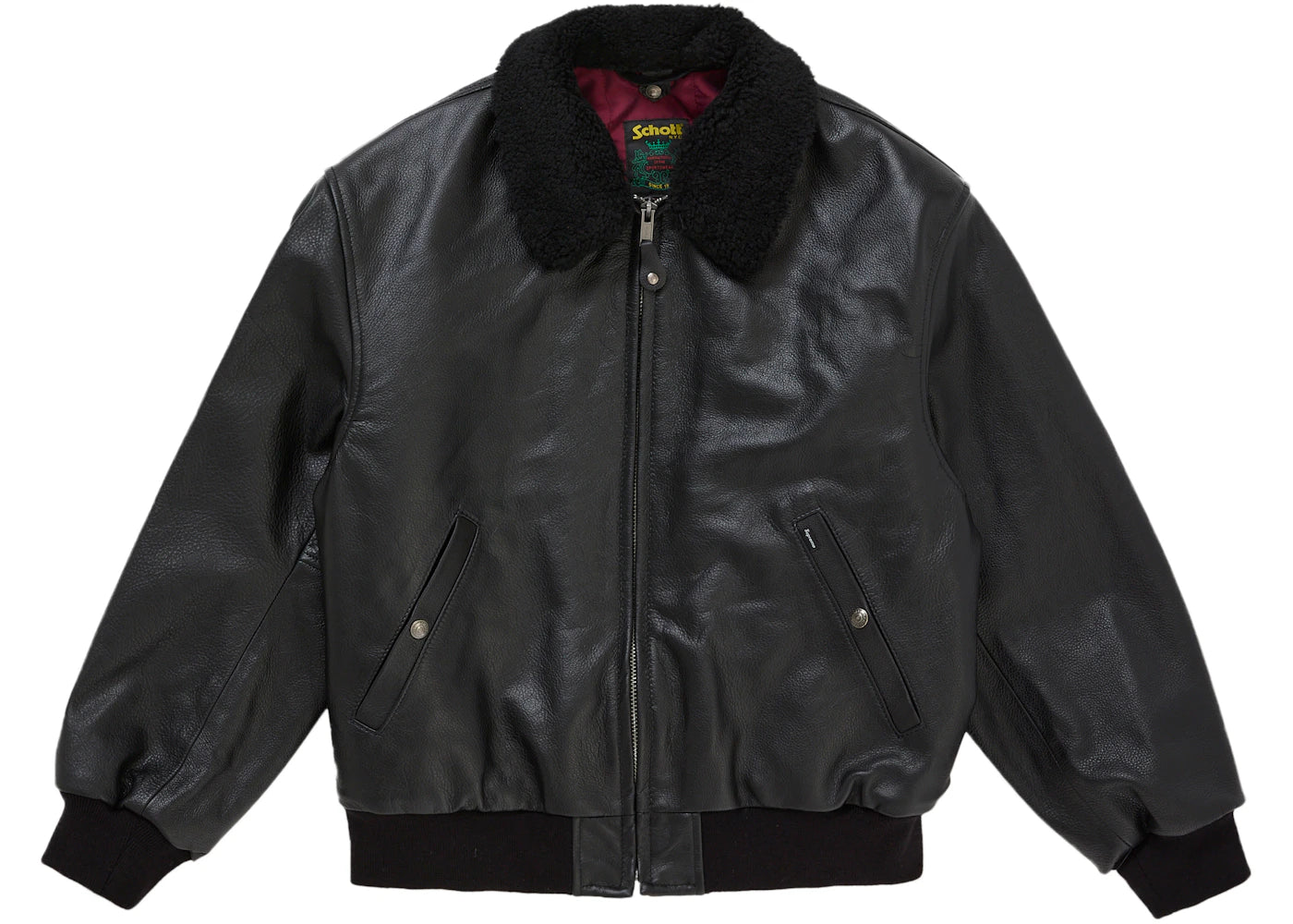 Supreme Schott Shearling Bomber Jacket (SS26) Black - vue secondaire A