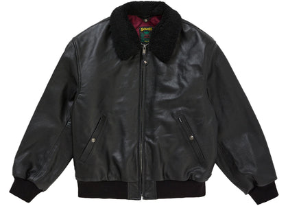 Supreme Schott Shearling Bomber Jacket (SS26) Black - apparel view 2
