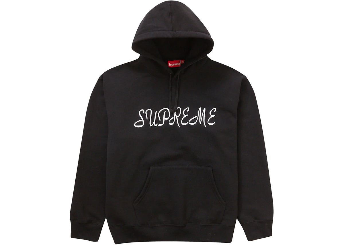 Supreme Script Hooded Sweatshirt Black - vue 360