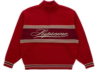 Supreme Script Stripe Half Zip Sweater Red