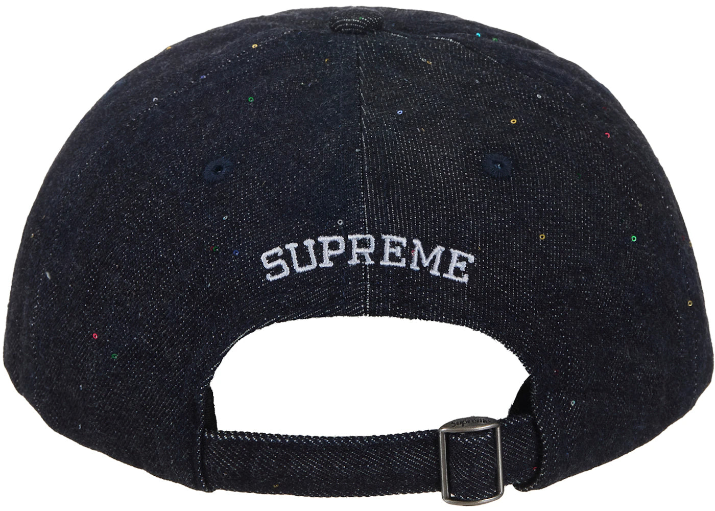 Supreme Sequin Denim Classic Logo 6-Panel Black - vue 360