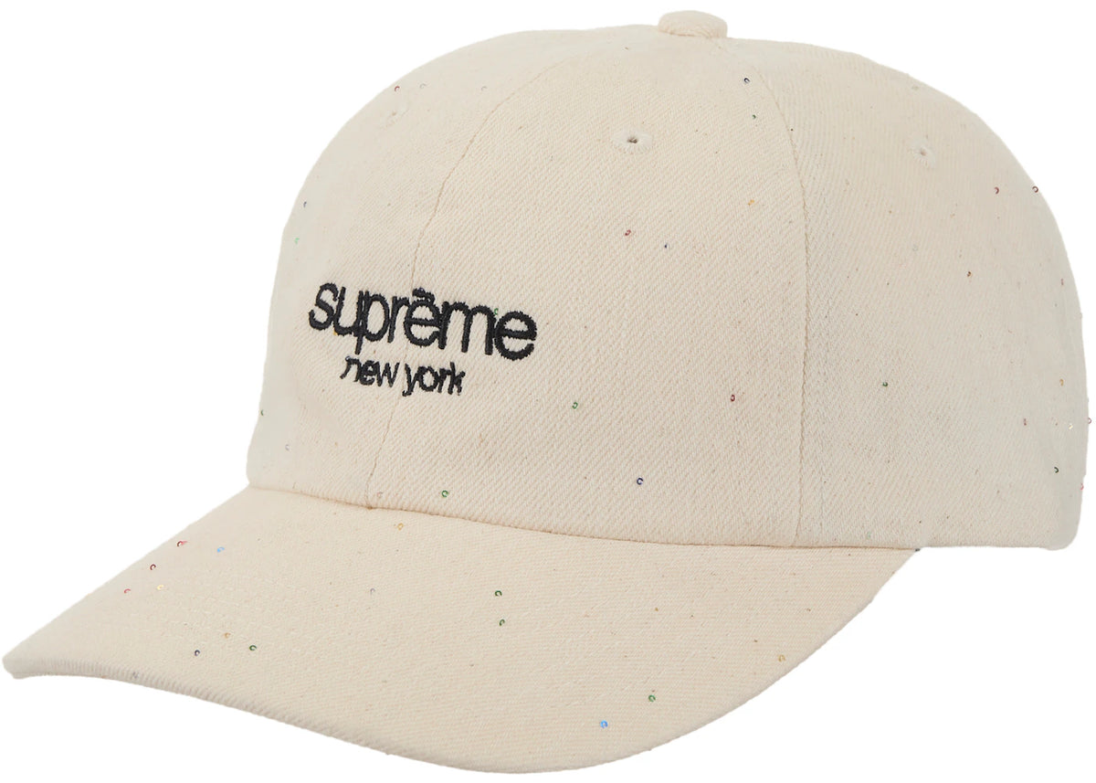 Supreme Sequin Denim Classic Logo 6-Panel Natural - vue secondaire A