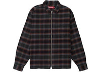 Supreme Shadow Plaid Flannel Zip Up Shirt (SS24) Black