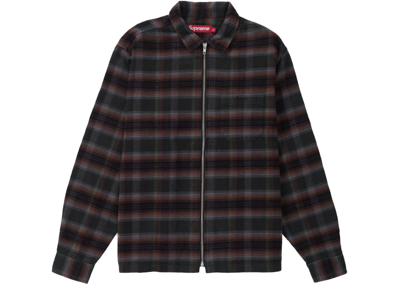 Supreme Shadow Plaid Flannel Zip Up Shirt (SS24) Black - vue secondaire A