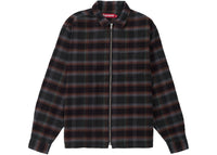 Supreme Shadow Plaid Flannel Zip Up Shirt (SS24) Black