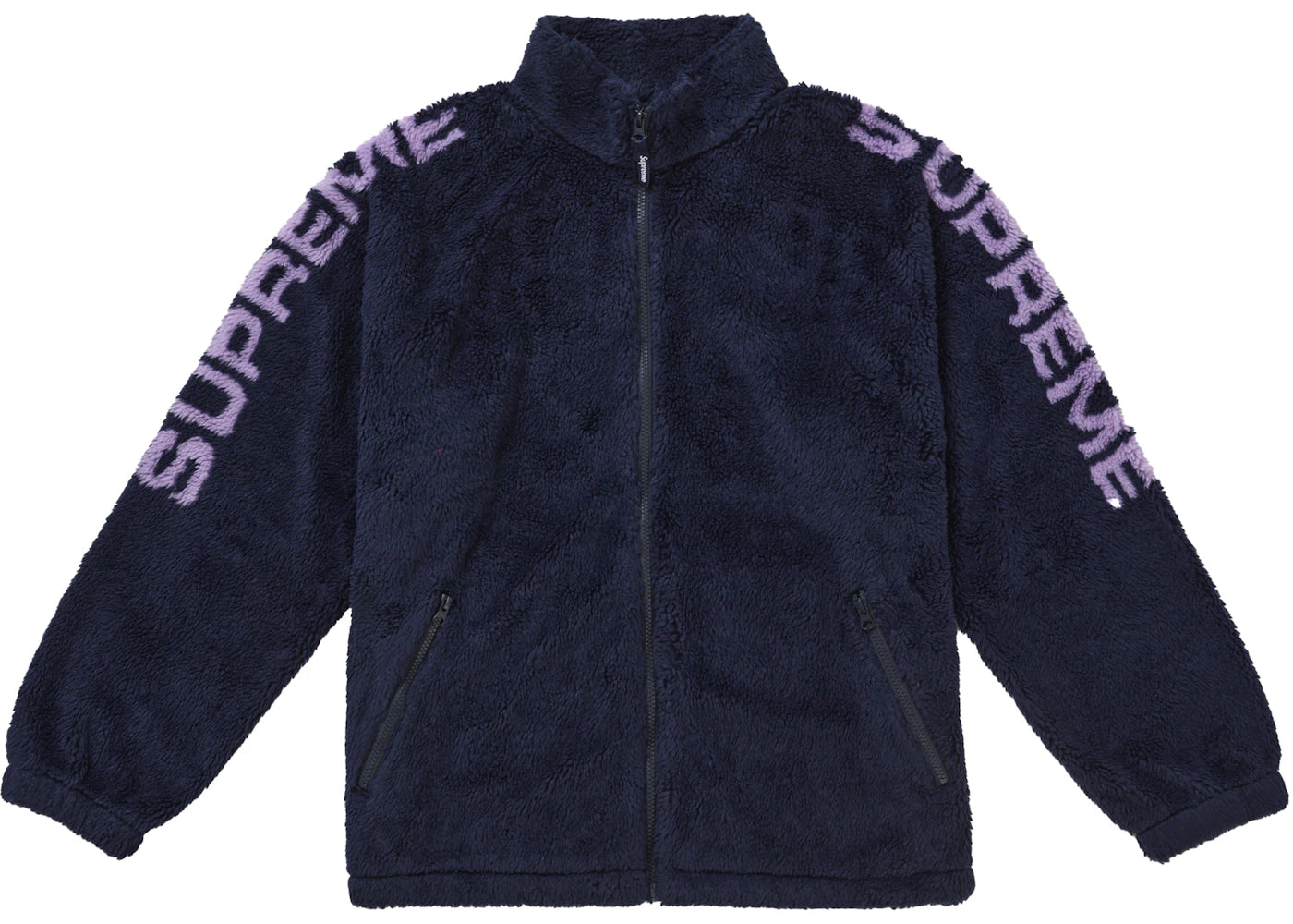 Supreme Shoulder Logo Fleece Jacket Navy - vue 360