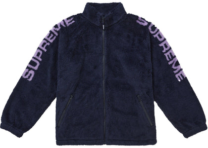 Supreme Shoulder Logo Fleece Jacket Navy - authentic Supreme apparel