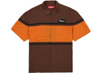 Supreme Silk Zip Up S/S Shirt Brown