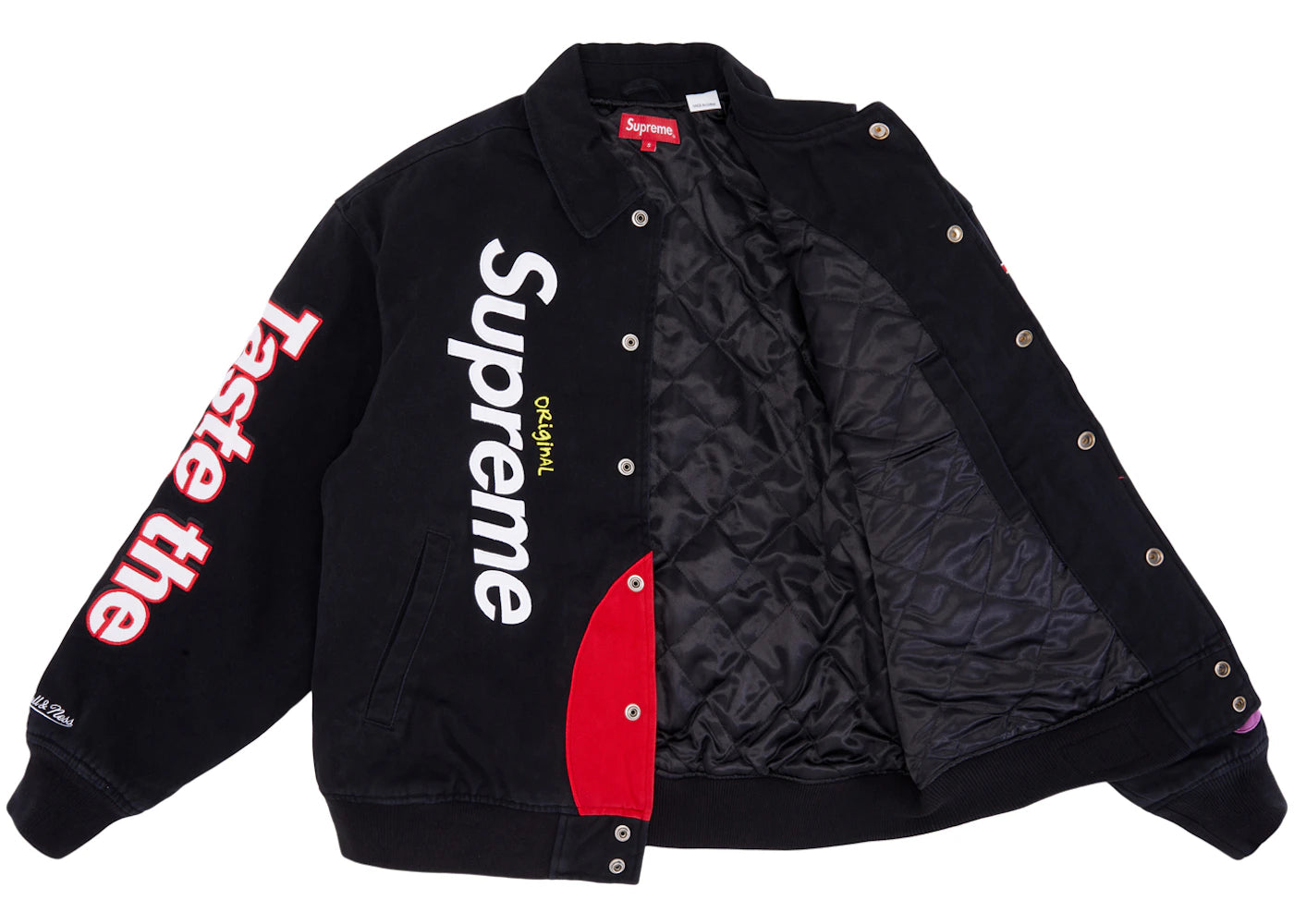 Supreme Skittles Mitchell & Ness Varsity Jacket Black - vue secondaire B