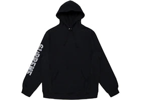 Supreme Sleeve Embroidery Hooded Sweatshirt Black - vue 360