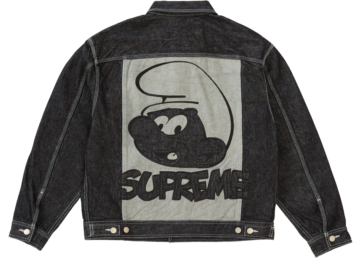 Supreme Smurfs Denim Trucker Jacket Black - vue 360