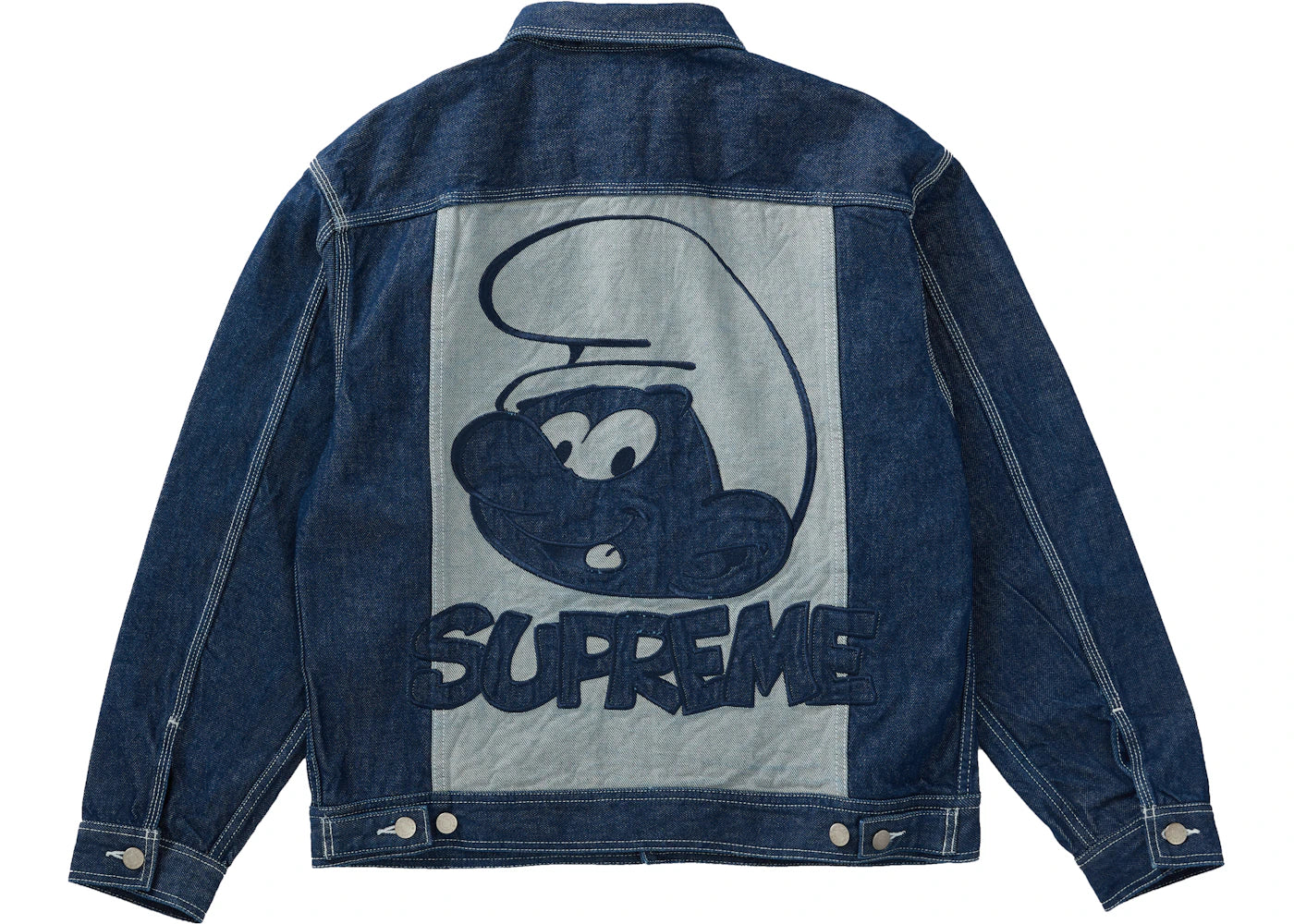Supreme Smurfs Denim Trucker Jacket Blue - vue secondaire A
