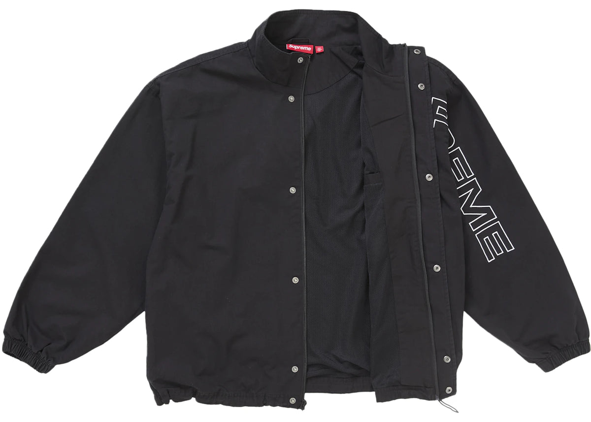 Supreme Trainingsjacke mit Schriftzugstickerei aus Ripstop-Gewebe, Schwarz - vue 360