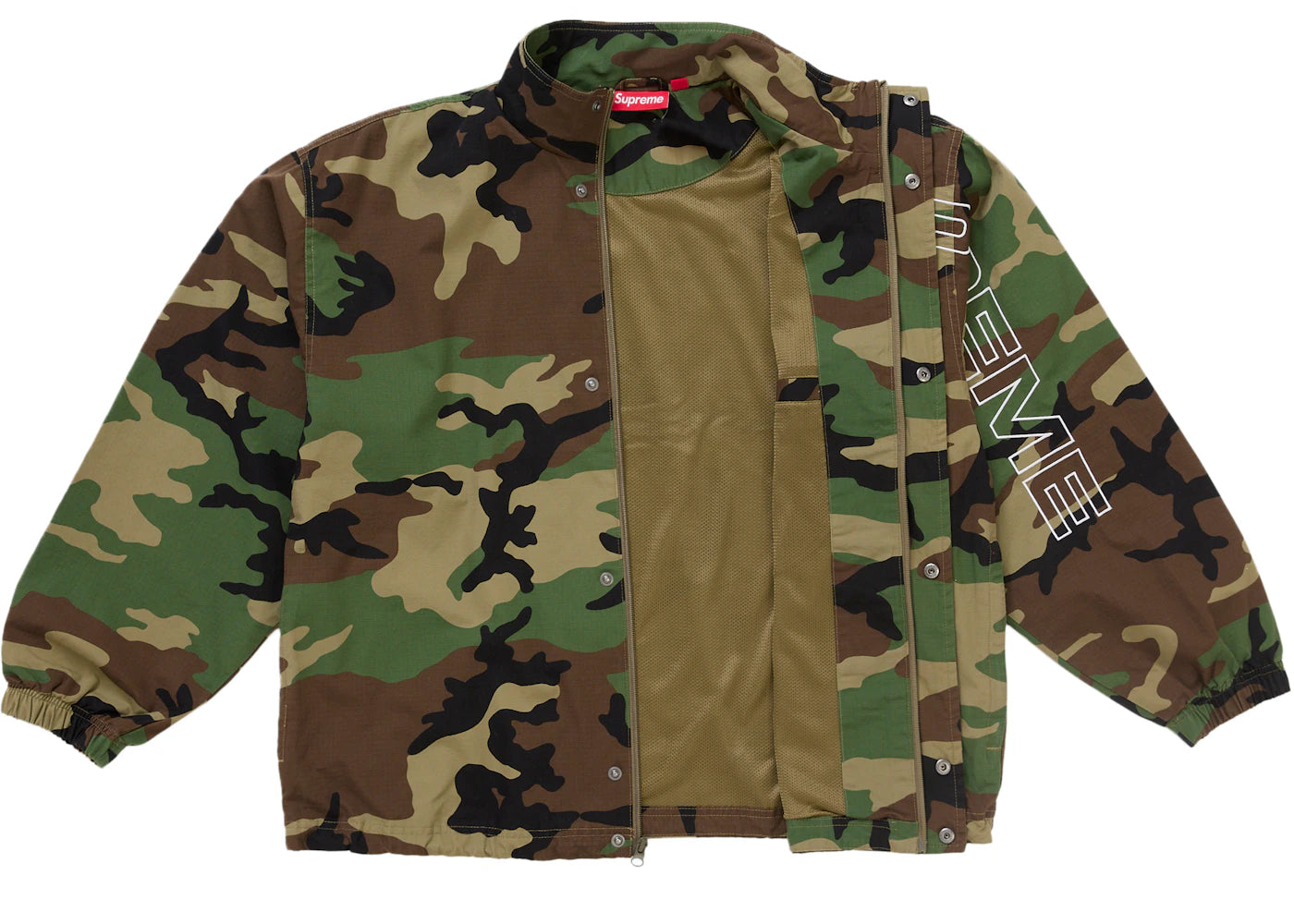 Supreme Spellout Embroidered Ripstop Track Jacket Woodland Camo - vue secondaire A