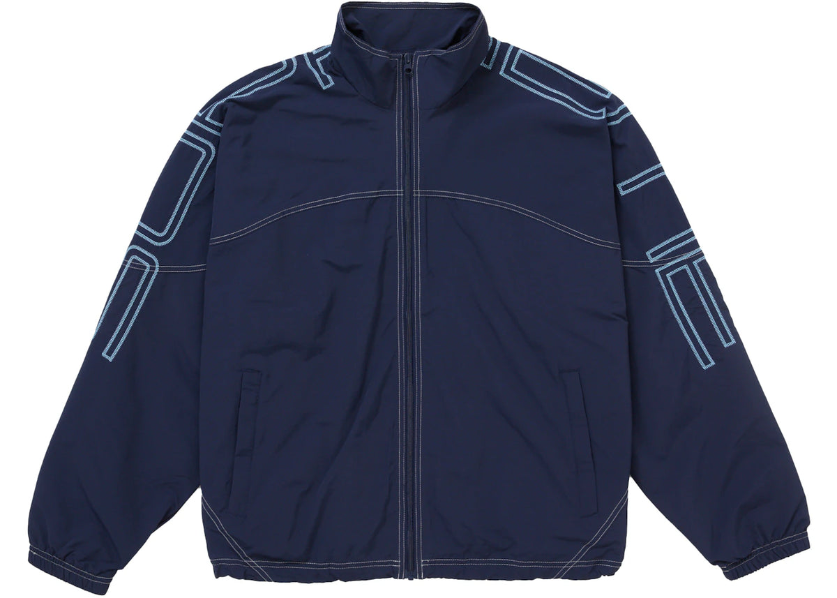 Supreme Spellout Embroidered Track Jacket (SS25) Navy - vue 360