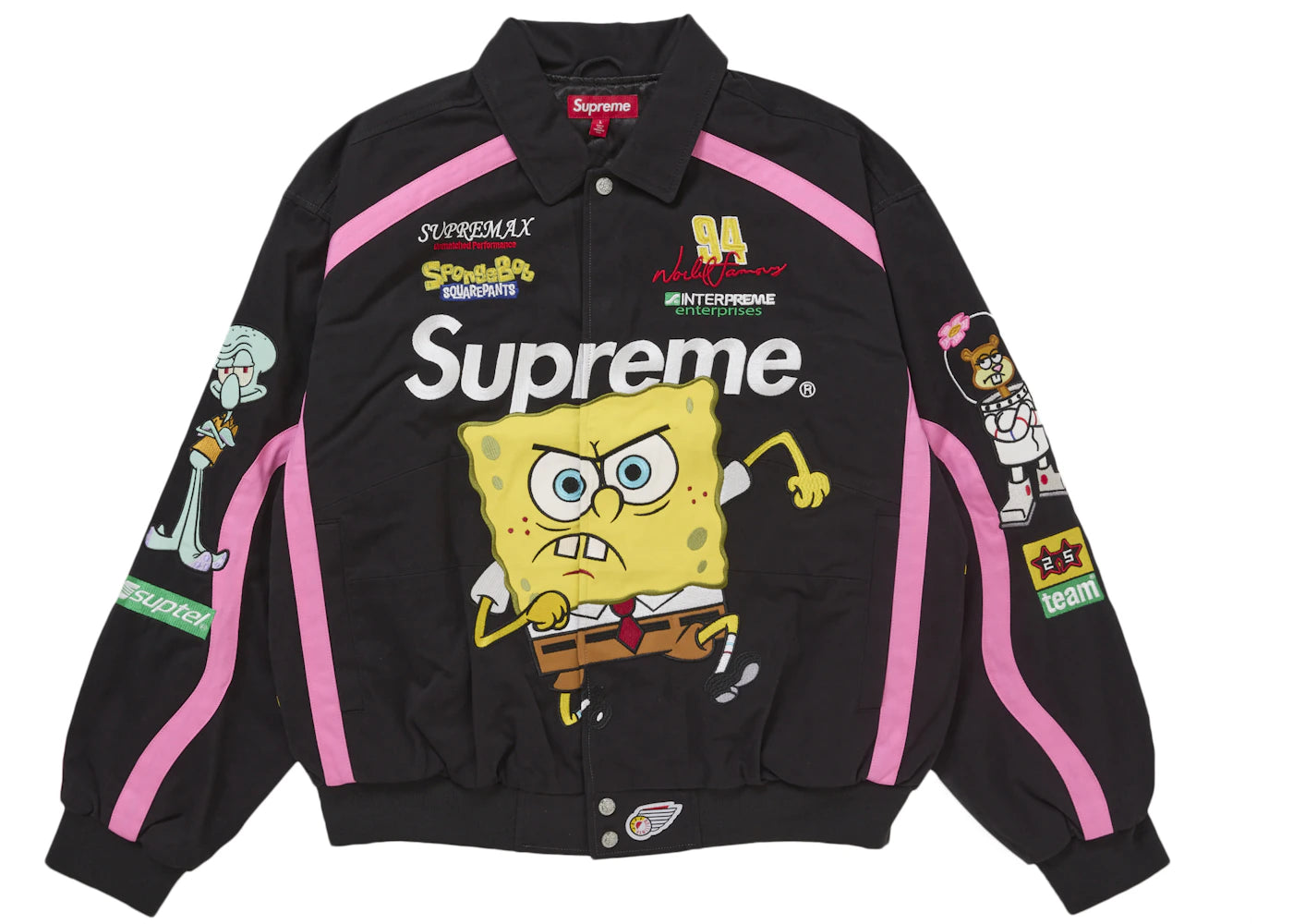 Supreme SpongeBob SquarePants Jeff Hamilton Racing Jacket Black - vue secondaire A