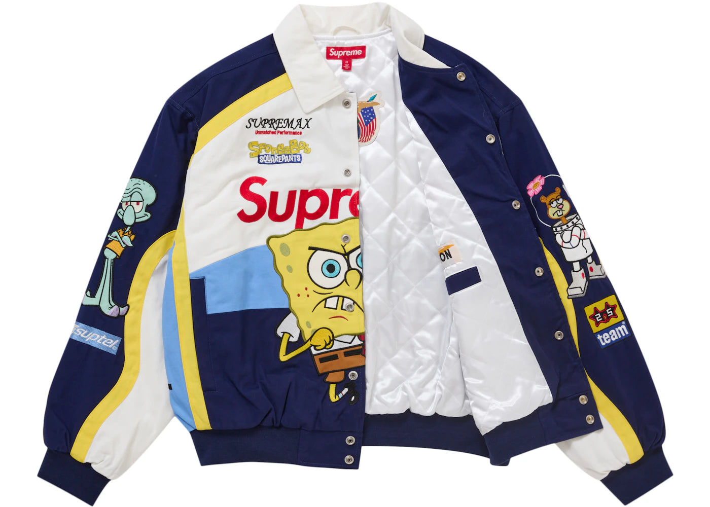 Supreme SpongeBob SquarePants Jeff Hamilton Racing Jacket White - vue secondaire B