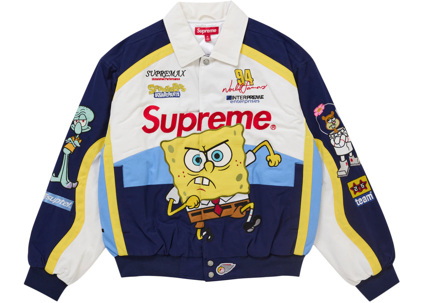 Supreme SpongeBob SquarePants Jeff Hamilton Racing Jacket White - vue secondaire A