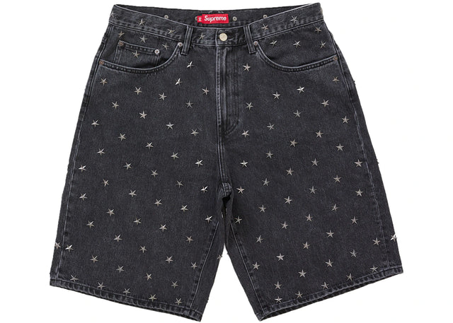 Supreme Stars Studded Baggy Denim Short Black