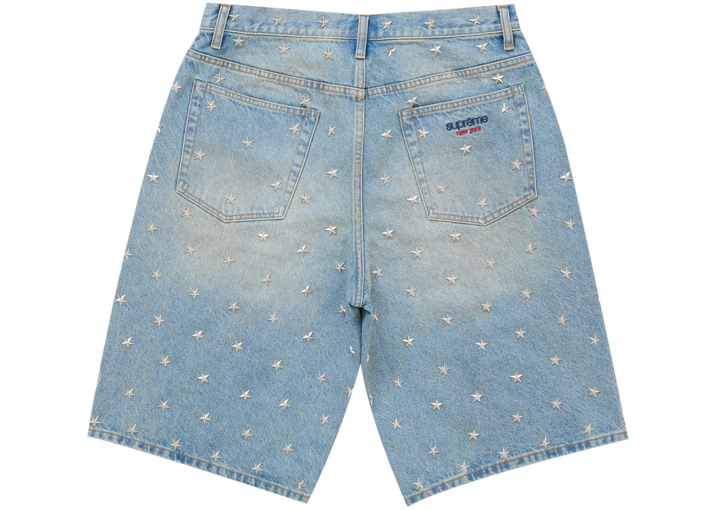 Supreme Stars Studded Baggy Denim Short Washed Indigo - vue secondaire A